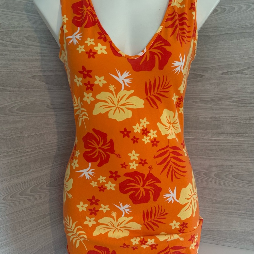 Hawaiian Print Summer Mini Dress. Handmade.